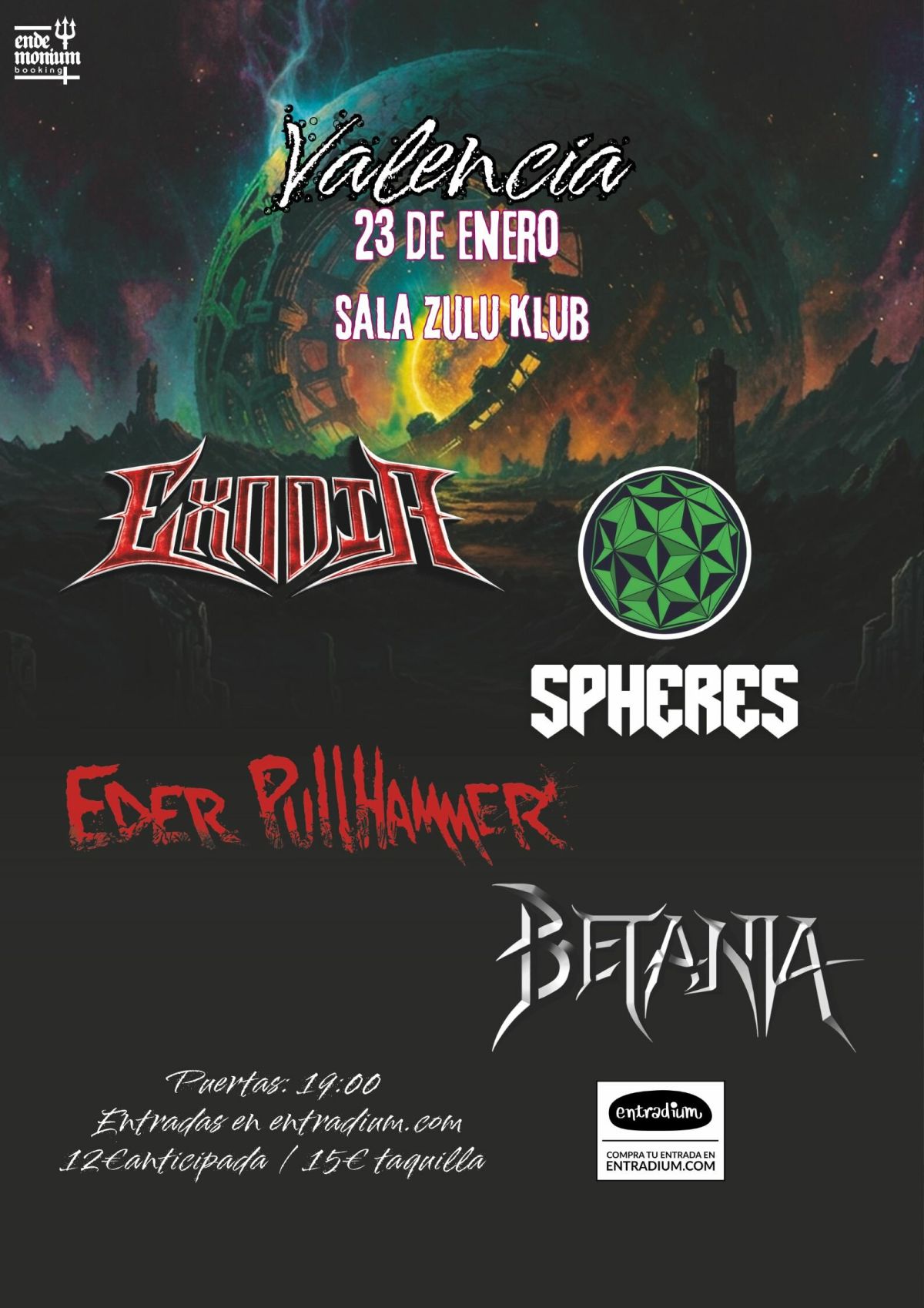 Concierto de Exodia y más en Zulú Club Valencia