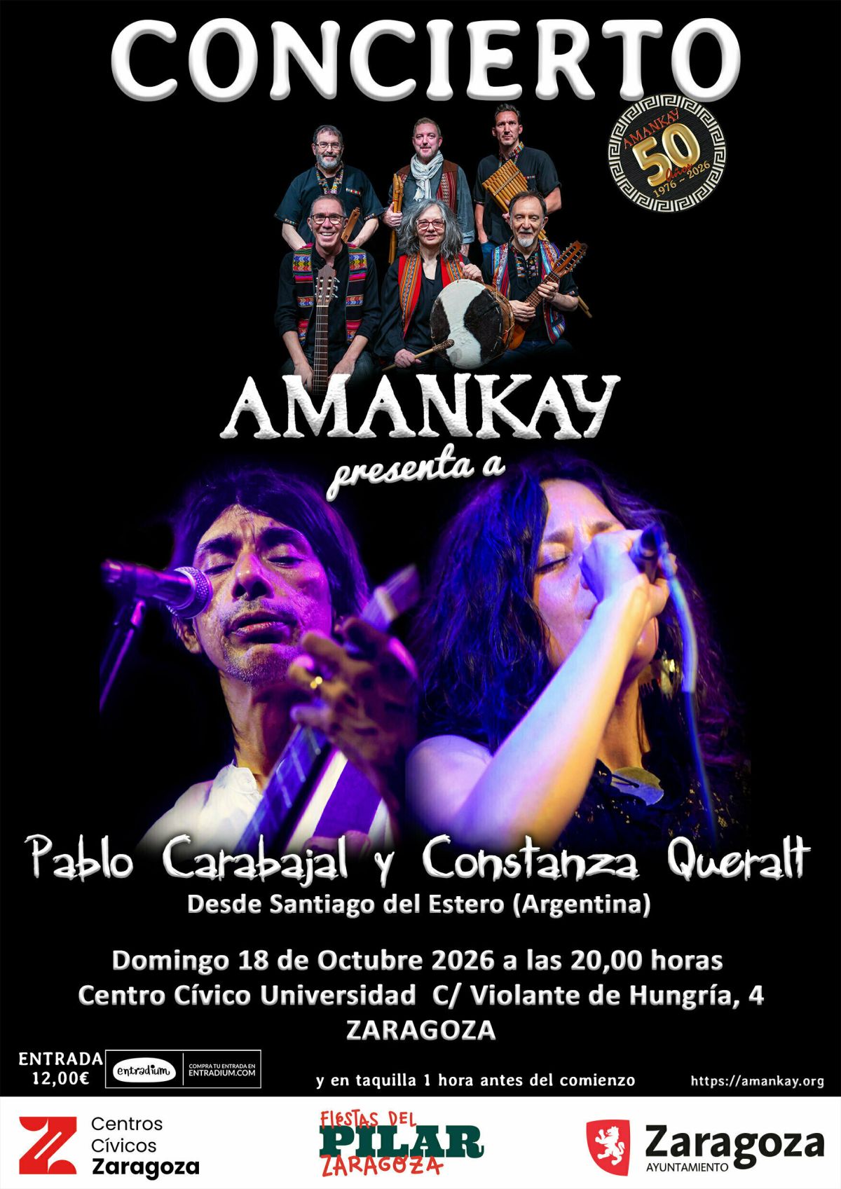 Concierto de Pablo Carabajal y Constanza Queralt en Zaragoza
