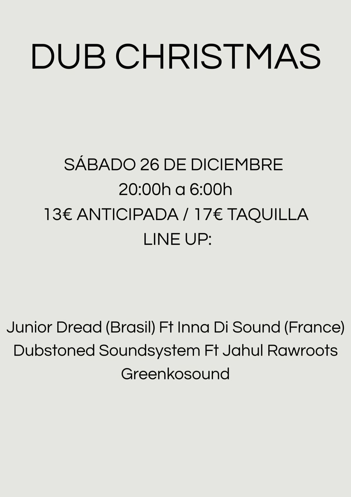 Dub Christmas en Sevilla: Reggae y Dub el 26 Dic 2026