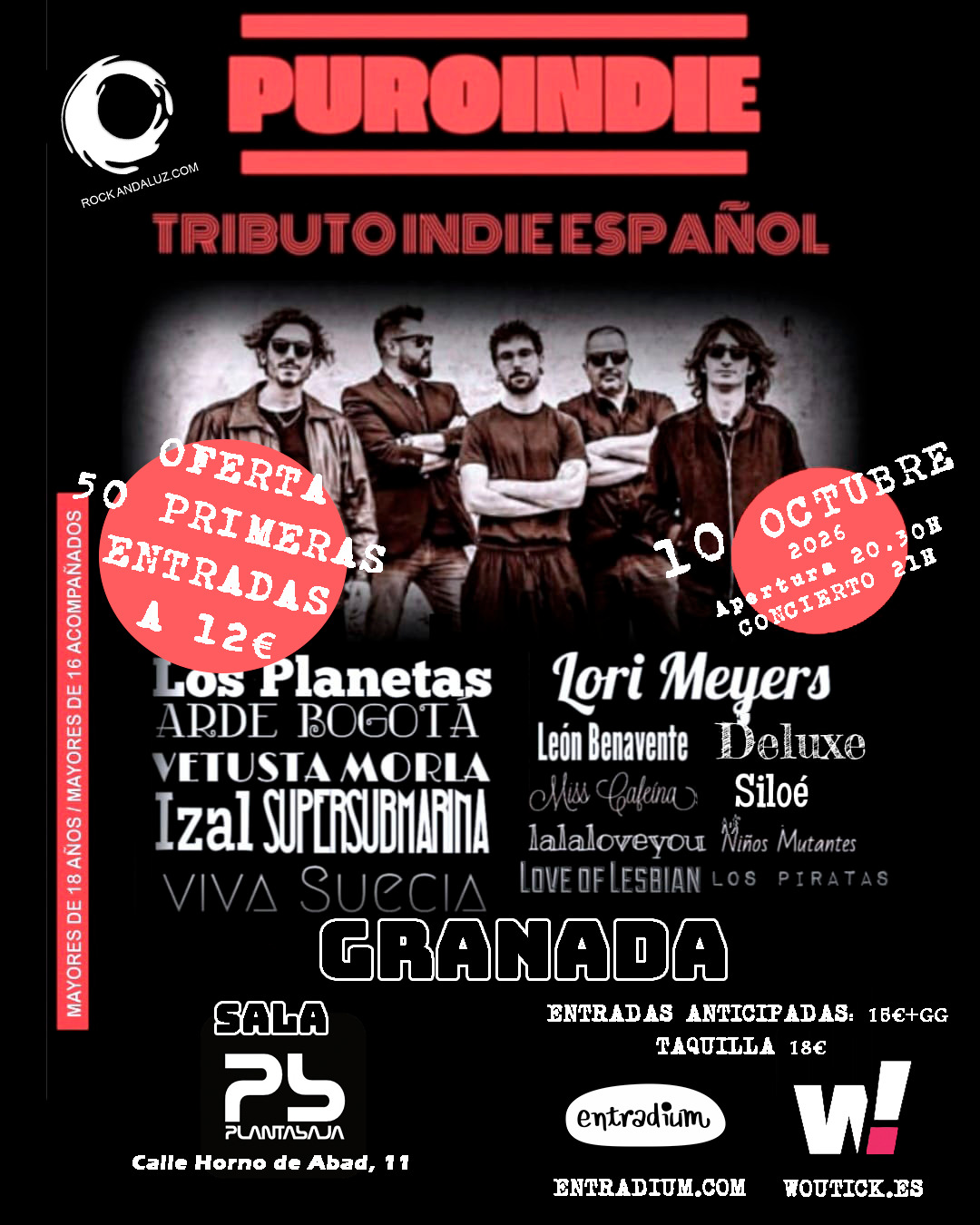 Concierto Puro Indie en Planta Baja, Granada - 10 Oct 2026