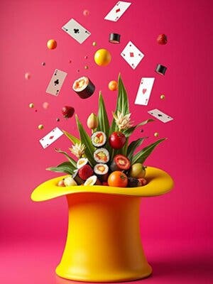 Espectáculo de magia con sushi y vino en Barcelona